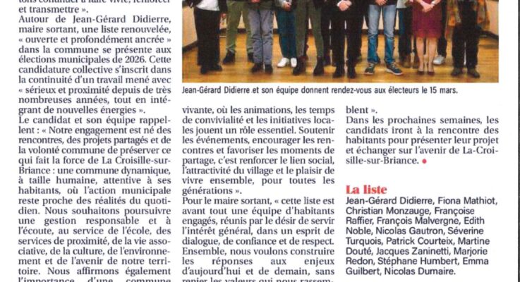 Article du Populaire sur la présentation de la liste « La Croisille pour Tous »