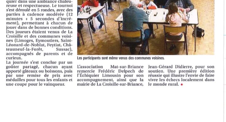 Article Le populaire du13 Février sur le tournoi d’échecs