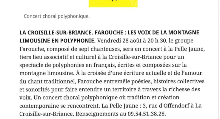 Article du Populaire de ce 26 aout.